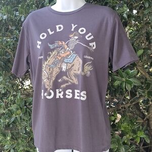 Boys Sz Large NWT Hold You‎ Horses Graphic Short Sleeve Tshirt Western Country